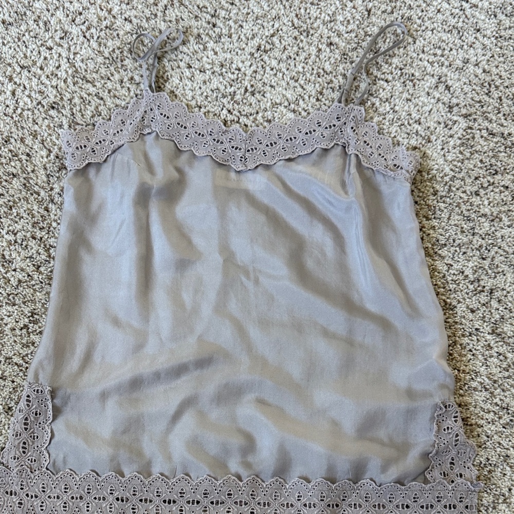 4 Love And Liberty Johnny Was SILK MAUVE COLOR Elegant Lace Trim Cami Top  small